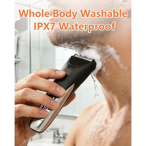 Body Hair Trimmer, LED Display, 6500 RPM Motor Manscaper for Men, 3 Adjustable Combs, USB & Dock Charging, IPX7 Waterproof Body Hair Groomers, Wet or Dry Use for Groin/Legs/Chest