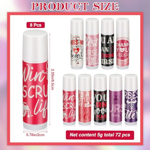 72 Sets 2026 CNA Week Gifts Bulk Lip Balm Party Nurse Appreciation Gifts with Bag and Card Thank you Nursing Favors for Nurse Coworker Staff Assistant Dental, 9 Styles