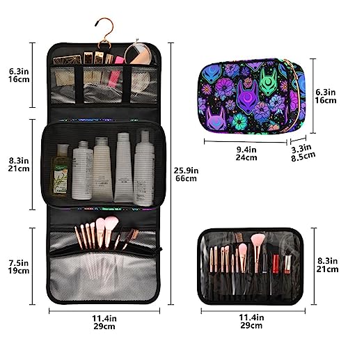 MNSRUU 3 PCS Toiletry Bag, Magic Fox with Camellia Hanging Makeup bag for Toiletries Travel Toiletry Organizer Bags Portable Clear Toiletry Kit