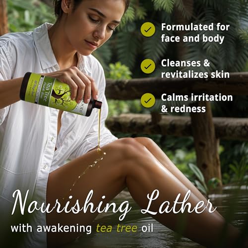 Dr. Woods Tea Tree Liquid Castile Soap - Castile Soap with Pure Tea Tree Oil, Body Wash for Men and Women, Organic Shea Butter, Natural Cleaner for Face, Hands, and Body - 32 Fl Oz, Pack of 3