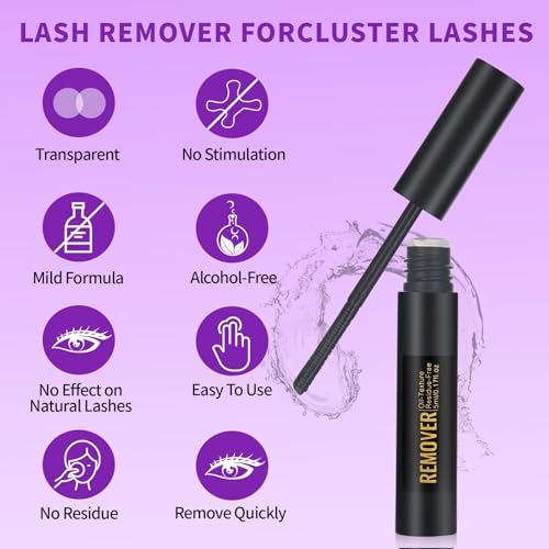 Lash Cluster Glue Remover,Quick-Dissolving Eyelash Glue Remover for DIY Lash Extensions Remover with Safe Formula Lash Clusters Remover 5ml (Remover-pink)