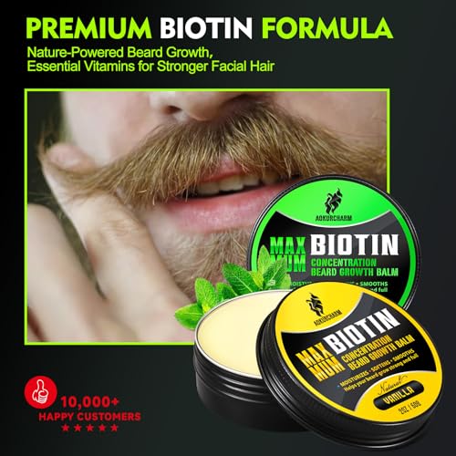 2 Pack Beard Balm for Men ? Vanilla & Unscented ? Biotin Beard Conditioner for Softening, Styling & Supporting Beard Growth ? Gift Set for Father¡¯s Day, Anniversaries & Christmas