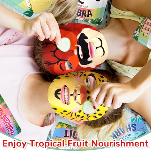 8 Pcs Animal Face Masks Bulk Spa Sheet Skincare Facial Mask Funny Face Skin Care for Women Girls Sleepover Slumber Party