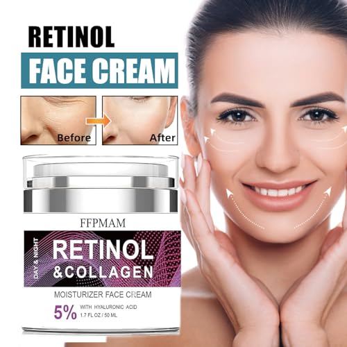 Retinol Cream for Face Anti Aging: Wrinkle Cream for Face Neck with Collagen Hyaluronic Acid - Night Moisturizer for Men Women - Facial Skin Care(1.7FL.Oz)