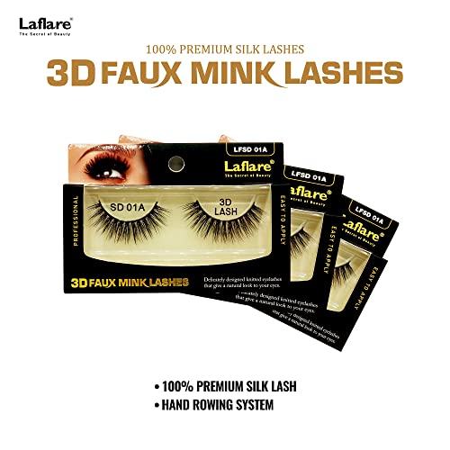 Laflare Silk Lashes 3D FAUX MINK Eyelashes, Light, Reusable, Handmade, Natural Looking, Professional Easy to Apply Eyelashes in a Knitted Style3-3 PACKS BUNDLE SPECIAL (3, SD31)