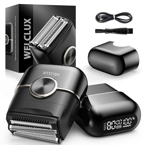 Rechargeable Electric Razor for Men: Mini Foil Shavers for Men with 4 Floating Blades - Dual-Speed & LED Display, 120Min Runtime, IPX7 Waterproof Face Shaver, USB-C