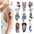10 Sheets Temporary Tattoos - Mermaid, Dragon & Tribal Girl Designs, Waterproof Fake Tattoo Stickers for Adults & Kids, Lasts 2-5 Days