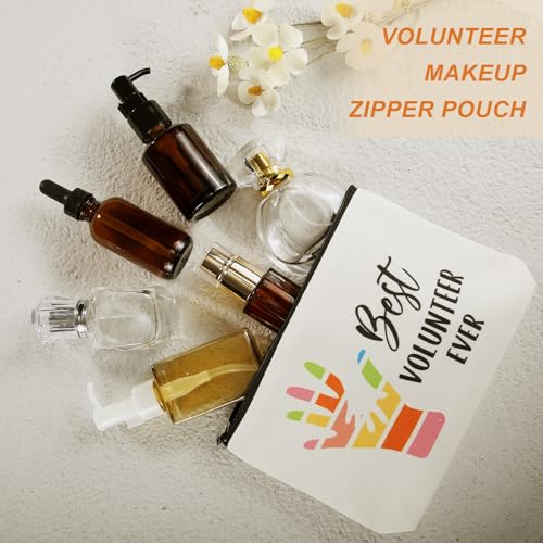 Yaomiao 12 Pcs Volunteer Appreciation Gifts Bulk for Women Volunteer Tote and Cosmetic Bags Set Funny Canvas Reusable Grocery Bag with Zipper Makeup Bag for Holiday Thank You Gifts, Church, Group