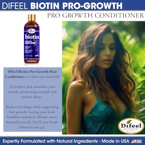 Difeel Elevated Pro-Growth Biotin Conditioner for Hair Growth 12 oz. - Paraben-Free Conditioner for Thin Hair