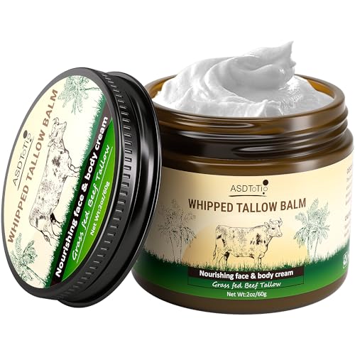 Handmade Whipped Tallow Balm for Skin Care- All Natural Grass Fed Beef Tallow All Purpose Balm,Face and Body Moisturizing Cream, Tallow Balm For Dry Skin- 2 oz