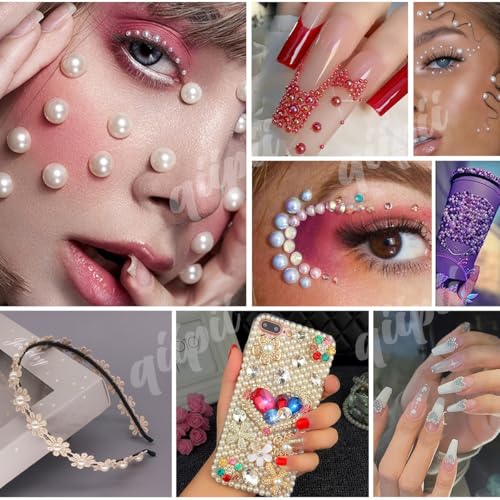 2 Big Boxes Pink Resin Pearls and Rhinestones w B7000 Glue for Bedazzling Crafting Flatback Stones Gems Diamonds Half Pearls Bedazzler Kit for Nails Eyes Face Makeup Tumblers Bottles Crafts