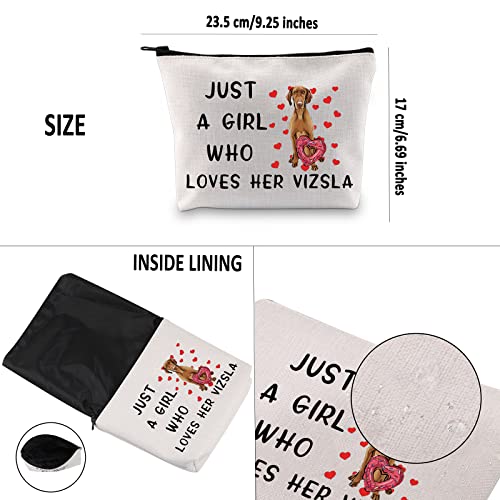 G2TUP Vizsla Dog Lover Gift - Makeup Bag for Vizsla Mom & Owner - White Zipper Travel Bag