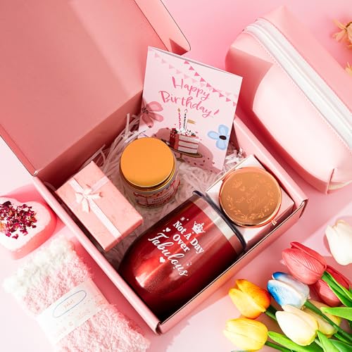 Birthday Gifts Baskets Box Women, Unique Happy Birthday Gifts Basket for Mom Her Best Friend Sister Wife Girlfriend Coworker,Luxury Self Care Ideas Box Relaxing Spa Gifts Set with Tumbler