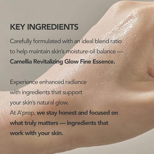 A'Prep Camellia Revitalizing Glow Fine Essence - Hydrating Facial Spray Serum & Setting Spray for Makeup with Niacinamide & Hyaluronic Acid - Korean Face Mist 80ml