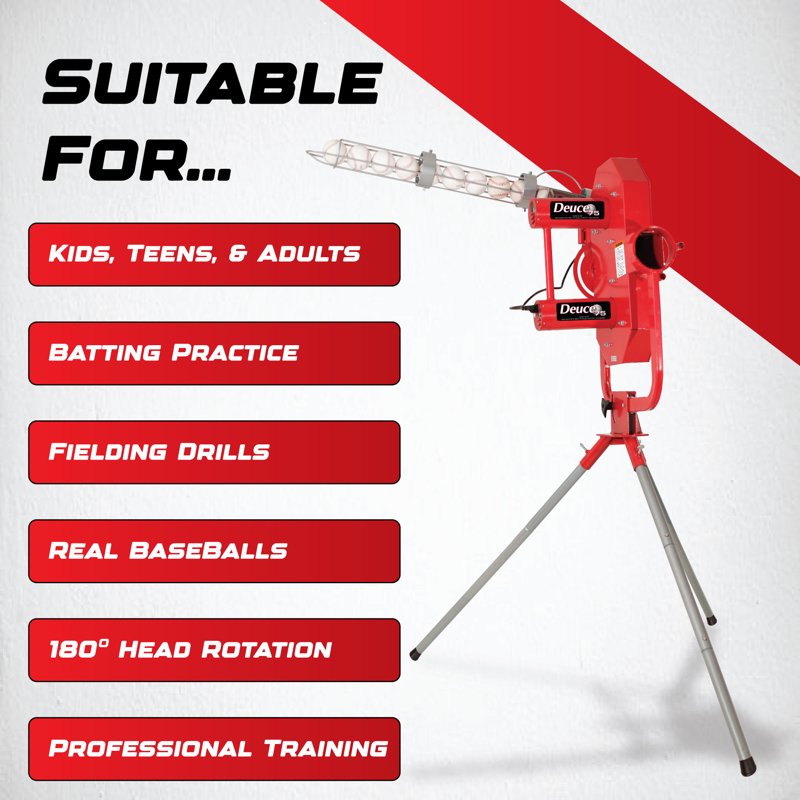 Adjustable Baseball Pitching Machine with Automatic Feeder - Up to 75 MPH