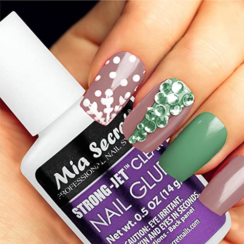 Mia Secret Strong-Jet Brush On Clear Nail Glue 335 - Ideal to adhere Crystals Over Any Acrylic and Gel Surface