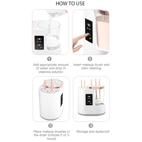 3 in 1 Electric Makeup Brush Cleaner Machine With Makeup Brush Dryer-Holder-Portable Automatic USB Cosmetic Brushes Cleaner Tool for All Brushes Sizes