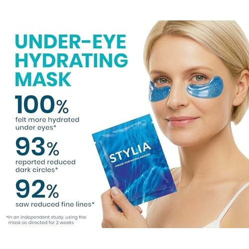 Stylia Collagen & Vitamin C Under Eye Patches for Puffy Eyes & Dark Circles - Depuffing, Hydrating & Firming Under Eye Mask with Hyaluronic Acid - Stocking Stuffers for Teen Girls, Vegan (30 Pairs)