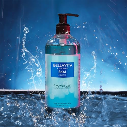 Bella Vita Luxury Skai Aquatic Body Wash Shower Gel for Men and Women | 500ml | Unisex Bodywash with Aloe Vera Extract | Deep Cleansing, Hydrating, Moisturising | Suitable for All Skin Types