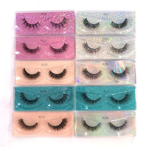 20 Pairs False Eyelashes Natural, Wholesale 5D Fuffy Volume Lashes, Faux Mink Eyelash Bulk with Portable Boxes