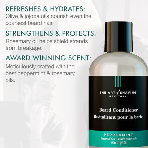 The Art of Shaving Beard Prep Kit - 4oz Peppermint Facial Hair Wash & Conditioner, 1oz Sandalwood Beard Oil