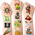 100 Pcs Pirate Temporary Tattoos for Kids,£¨2'' x 2''£©Individually Wrapped Tattoos, Pirate Ship Nautical Themed Birthday Decorations, Party Favors Supplies