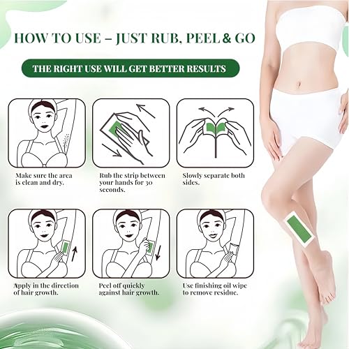 Wax Strips for Hair Removal, Waxing Kit for Women with Avocado Butter, 60 Count Face & Body Wax Strips for Bikini, Underarm, Leg, Lip & Eyebrow