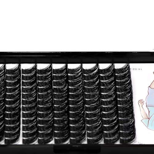 Large Tray-Grafted Wide Stem Individual False Eyelashes Thick Base 120 Clusters D Curl Natural Long Volume Eye Lashes Extensions Dramatic Look 8-20mm Available (14mm)