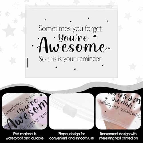 200 Pcs Inspirational Gifts for Women Bulk - EVA Cosmetic Makeup Bags with Zipper, You Are Awesome Travel Toiletry Pouch for Nurse, Teacher Appreciation & Birthday Christmas Gift (8 x 6 Inch)