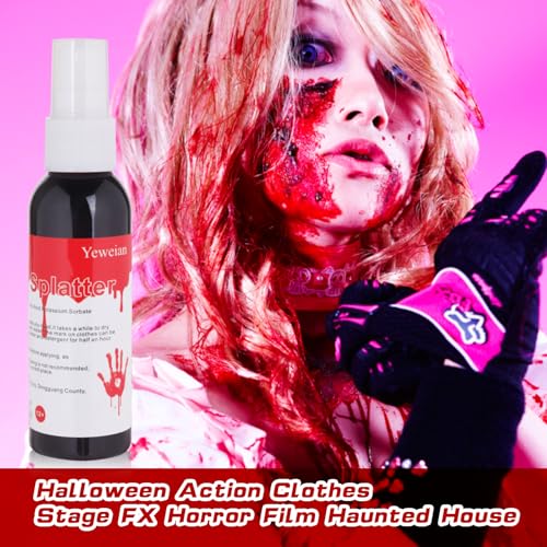Liquid Latex Scar Wax SFX Makeup Kit with 6 Color Bruise Wheel Face Body Paint+Fake Blood Splatter Spray+Squirt Blood+Coagulated Blood Gel+Spatula Sponges for Halloween Fake Scars Wounds Burns