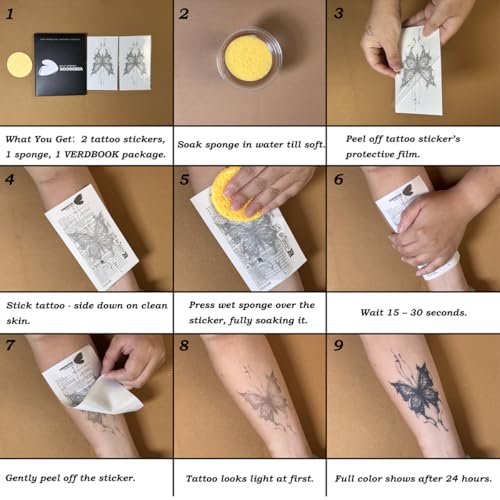 Waterproof Temporary Tattoos: 2-Sheet Tattoo Kit with Realistic Body Stickers, Semi-Permanent Tattoos for Adults Lasting 7-15 Days ? Safe for Men & Women, Realistic Celestial Symbols