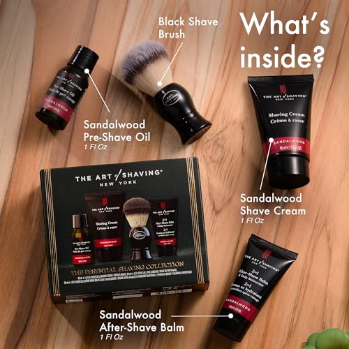 The Art of Shaving Sandalwood 4-in-1 Trial Kit ? Pre-Shave Oil, Shaving Cream, Shaving Brush & After-Shave Balm ? Protects Against Irritation and Razor Burn ? Hydrates and Nourishes Dry Skin