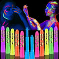 12 Pcs Face Painting Kits, Glow In The Dark Under UV Black Light Sticks£¬Glow Face Body Paint Party Supplies£¬for Adult Birthday, Halloween, Thanksgiving Day, Cosplay Makeup Neon Gifts