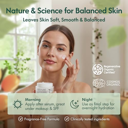 Birch Sap Face Cream ? Peptides, CoQ10, Arginine and sea buckthorn; fragrance-free; made in Finland - COSMOS Organic Certified sensitive-skin formula 50 ml (1.69 oz)