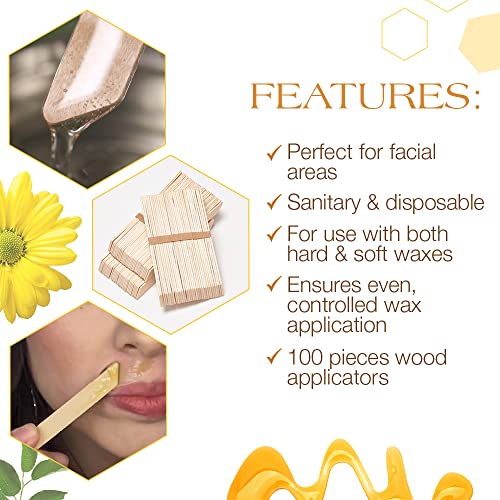 GiGi Accu Edge Wax Sticks for Hair Removal ? Small, Wax Applicator Sticks, Wooden Waxing Stick for Upper Lip & Eyebrows, 100 ct
