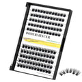 Bodermincer 120 Clusters 10mm+12mm/12mm+14mm Mixed Lash Cluster False Eyelash Individual Cluster EyeLashes Grafting Fake False Eyelashes Eyelash Extension (M01-Black-12mm)