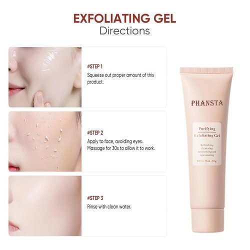 Phansta Exfoliating Gel, Phansta Purifying Enzymes Exfoliating Gel, Exfoliating Gel Scrub for Face, Moisturizing Exfoliating Scrub Gel for All Skin (3pcs)