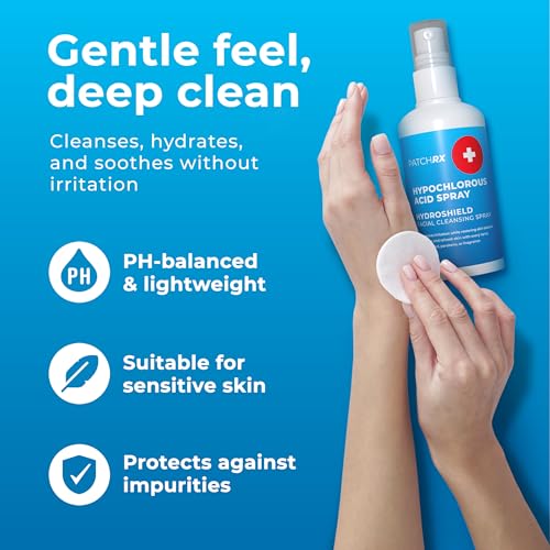 Hypochlorous Acid Spray (8oz, 2 packs), HOCL Facial Cleanser Acne Spray for Face, Body, Eczema, Pimples, Breakouts & Overall Skin Recovery (Reduces Redness)