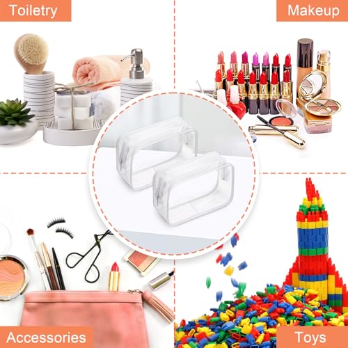 12 PCS Clear Makeup Bags,Clear Toiletry Bag,PVC Clear Cosmetic Bags with Zipper,Portable Transparent Toiletry Bags for Travel Women Men(White,Large)