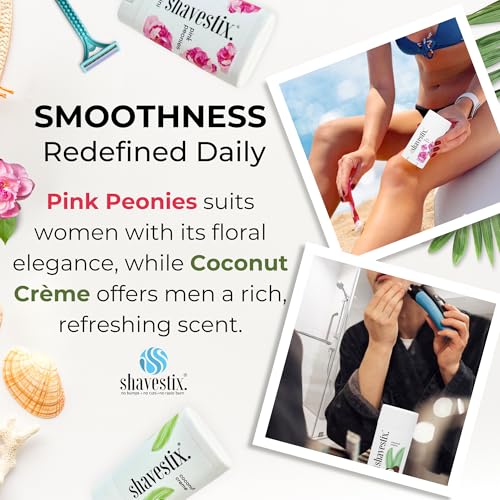 Shavestix Travel Shaving Cream Stick Set 0.5 Oz Each | Coconut Cr?me & Pink Peonies Mini Shave Bars| TSA Friendly Toiletries for Women & Men | Alt Shaving Gel, Soap