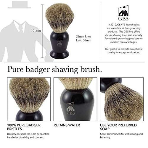 G.B.S Short Handle Safety Razor, Pure Badger Shaving Brush, Brush and Razor Stand, Bowl, Glycerin Natural Soap and 25 Blades