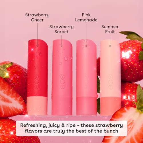 eos Lip Balm Gift Set- Super Strawberry, Limited-Edition, eos lip balm, All-Day Moisture, Lip Care, Shea Butter, Moisturizing, Variety Pack, 0.14 oz, 4-Pack