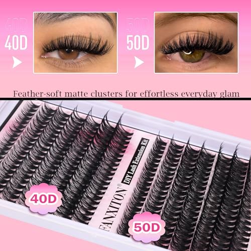 Cluster Lashes 280 pcs Lash Clusters D Volume Eyelashes Extensions 9-16 mm Mix 40D+50D Individual Lashes Thin Band Eyelashes Cluster for DIY Lash Extension Beginners (Lash Clusters)