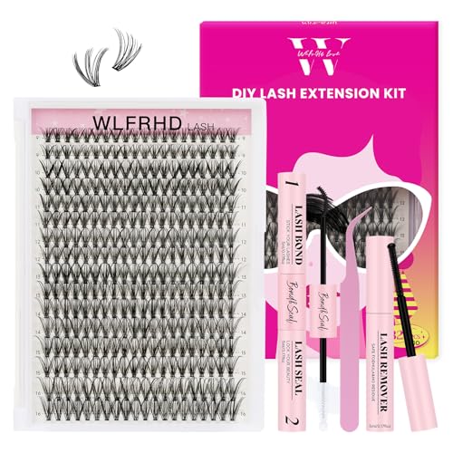 Lash Clusters Kit 320 Pcs DIY Individual Cluster Lashes D Curl Lash Extension Kit with Eyelash Bond and Seal, Remover, Tweezers Applicator Tool for False Eyelash Cluster Kit(30D, Mix9-16mm Kit)