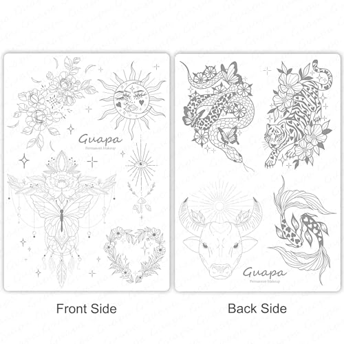 2pcs Silicone Pre Printed Tattoo Practice Skin with 9 Exquisite Tattoo Designs