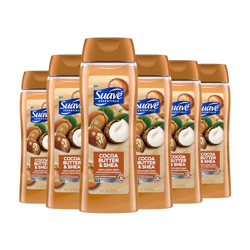 Suave Essentials Body Wash Bundle with Milk & Honey and Cocoa Butter Scents, 18 Oz Packs of 6
