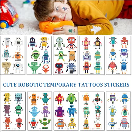 60pcs Robot Temporary Tattoos, Cartoon Waterproof Body Fake Tattoo Stickers, Cute Robotic Decorations, Classroom School Reward Prizes Birthday Party Favors Supplies