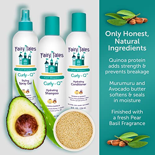 Fairy Tales Curly Q Hydrating Kids Shampoo 12oz and Conditioner 8oz - Paraben, Sulfate, Gluten, and Nut Free - For All Curl Types Including Multi Cultural Hair (4 Pack)