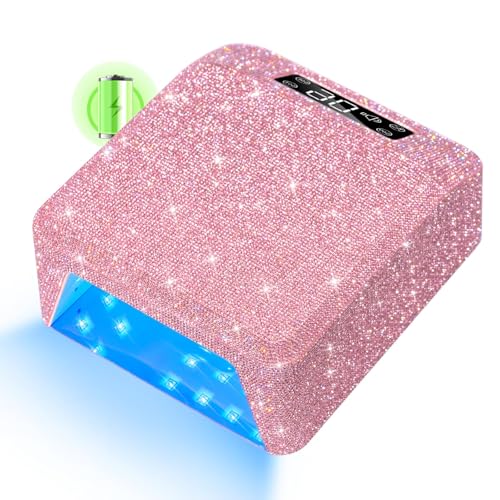 UV Light for Gel Nails, CHRISTINE SHELLY UV Nail Lamp, 96W Rechargeable Professional Diamond LED Nail Dryer with 4 Timer Setting, Touch Control&Auto Sensor, Fast Nail Light Curing Lamp for Salon&Home
