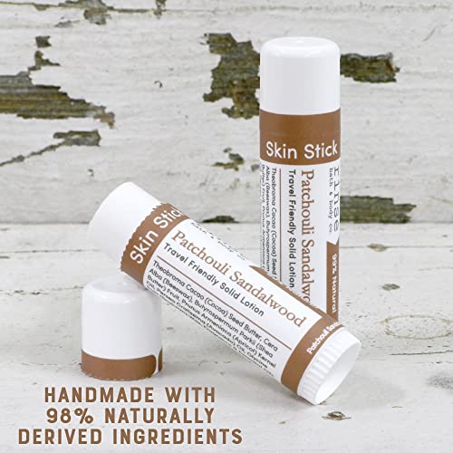 Rinse Bath & Body Solid Sandalwood Patchouli Lotion- Natural Solid Lotion w/Shea and Cocoa Butter | Moisturizing No Mess Travel Lotion w/Beeswax, Apricot & Refined Avocado Oil | Handmade |.5oz